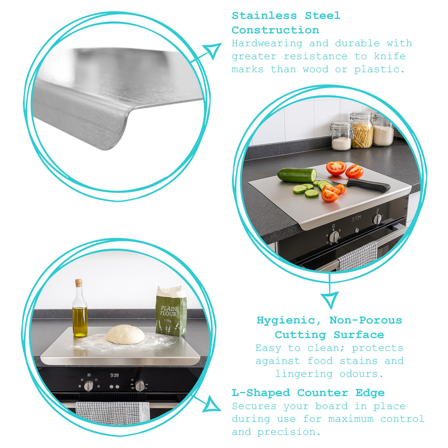 Stainless Steel Counter Edge Chopping Board - 40 x 30cm