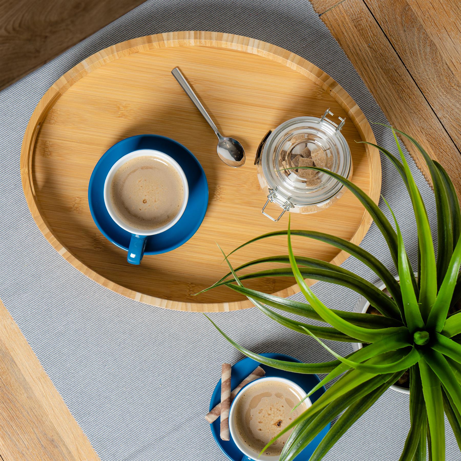 250ml Blue Cappuccino Cups &amp; Saucers - Pack of Six
