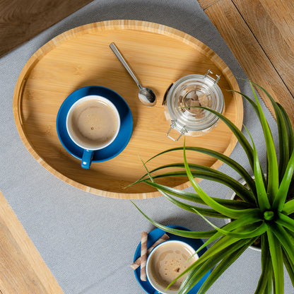 250ml Blue Cappuccino Cups &amp; Saucers - Pack of Six