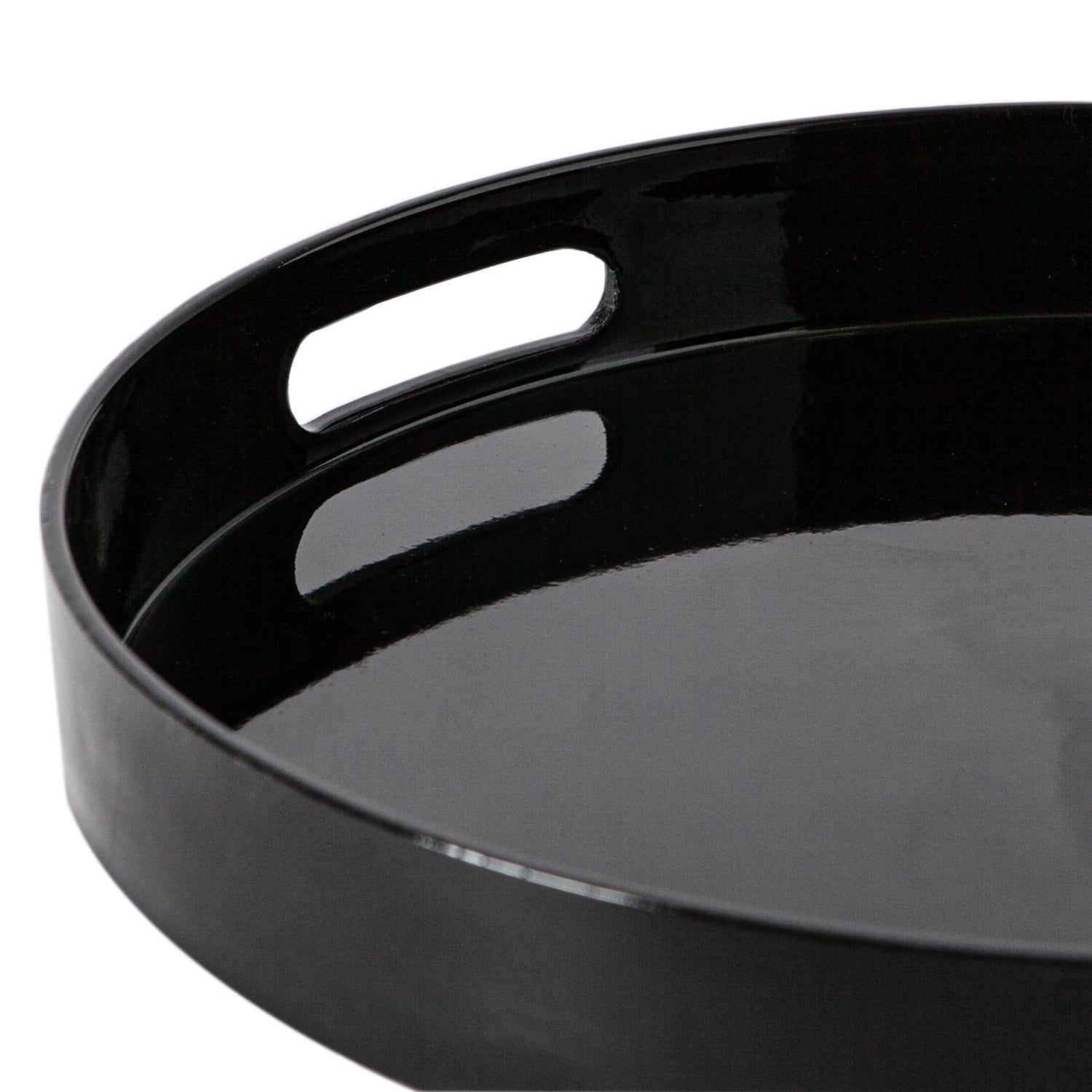 33cm Black Round Lacquer Tray
