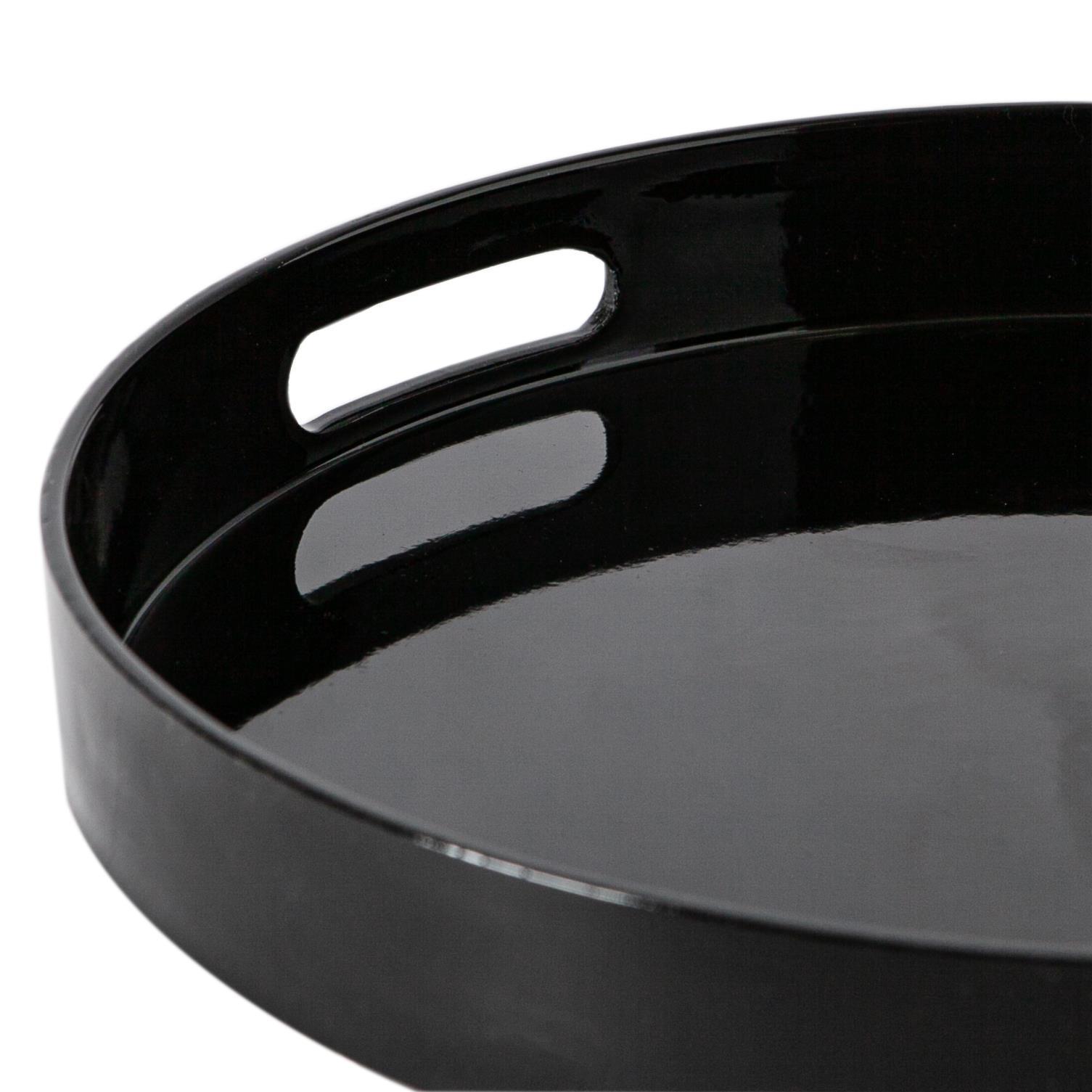 33cm Black Round Lacquer Tray