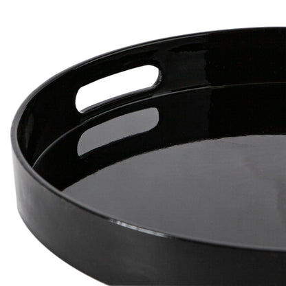 33cm Black Round Lacquer Tray