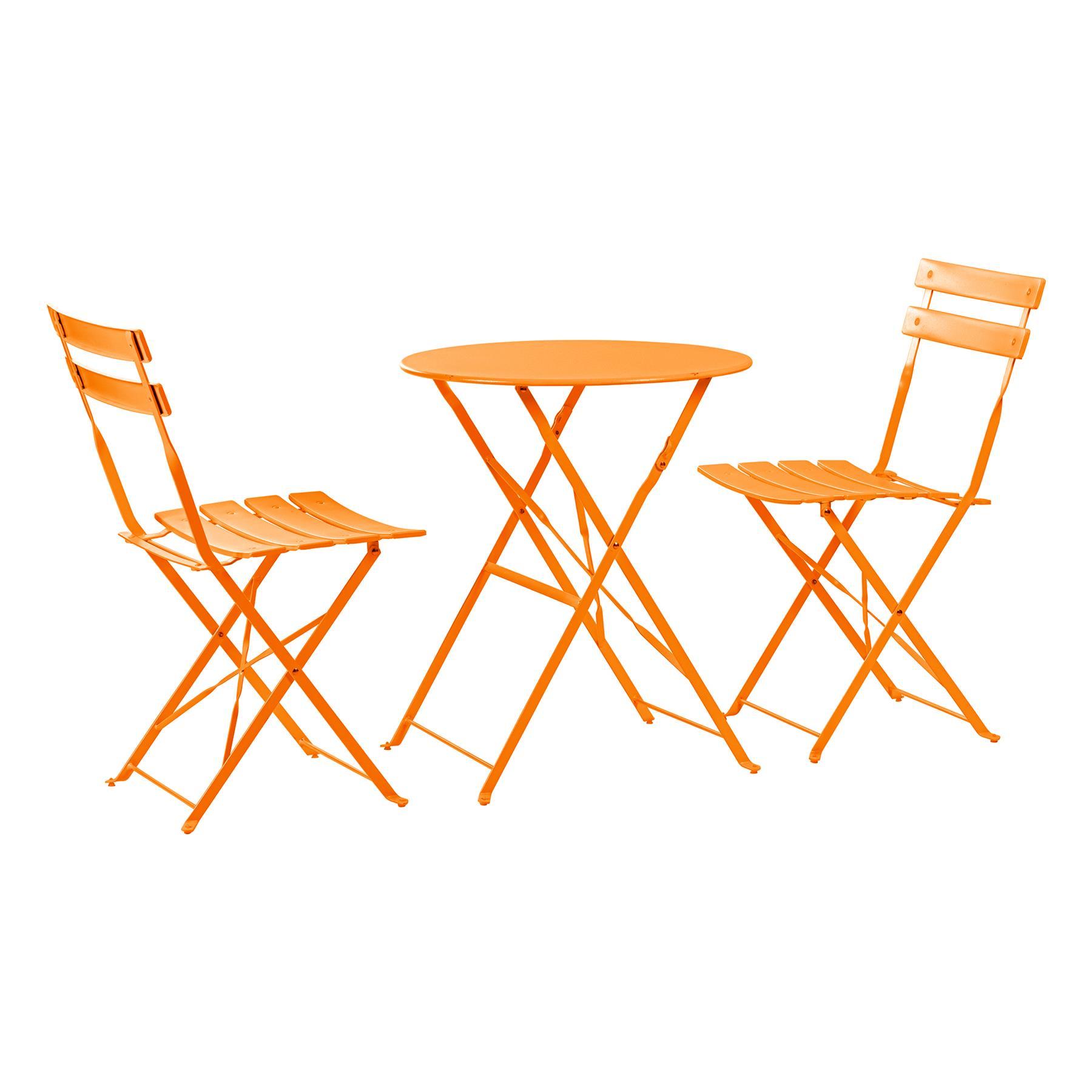 Orange Two-Seater Round Bistro Set