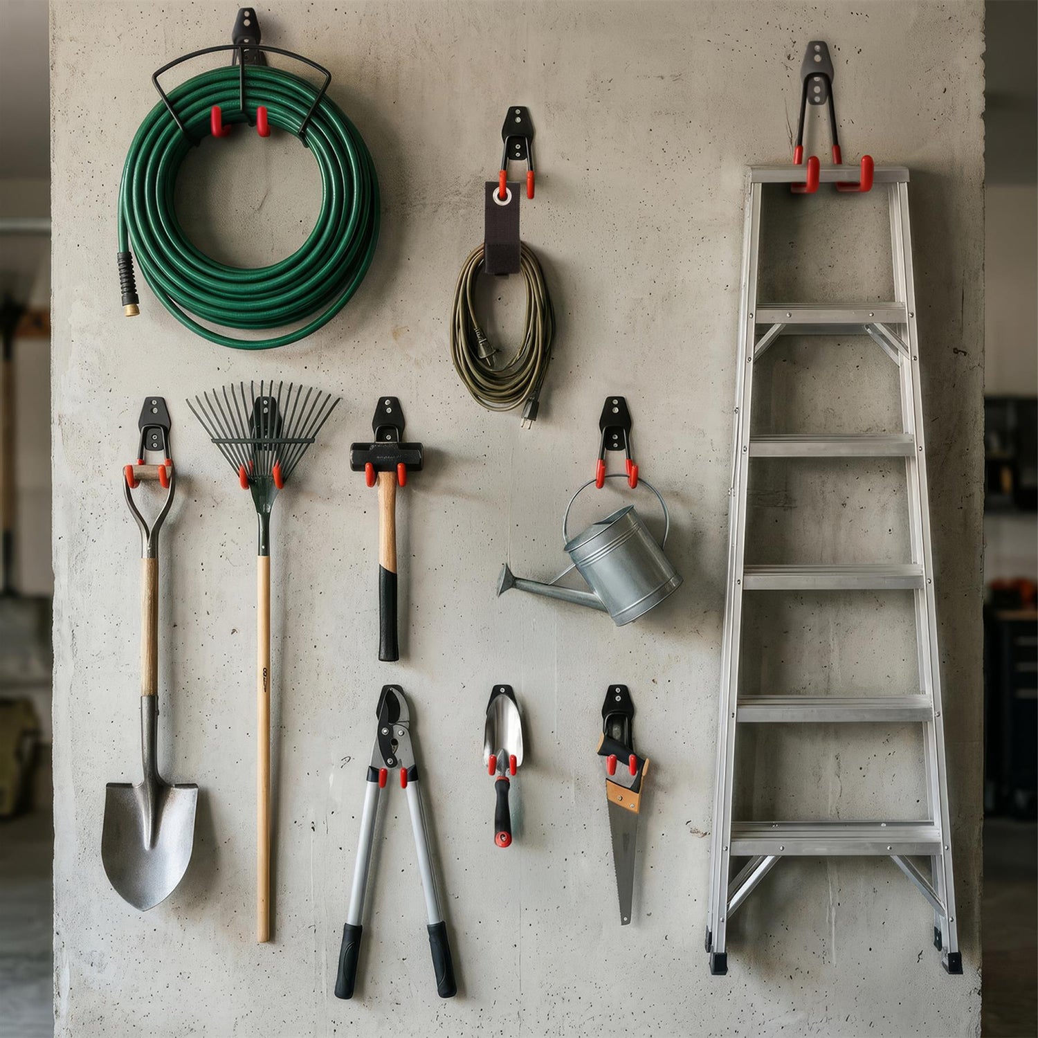 12 Piece Garage Hook Set - 5 Sizes - Black/Orange