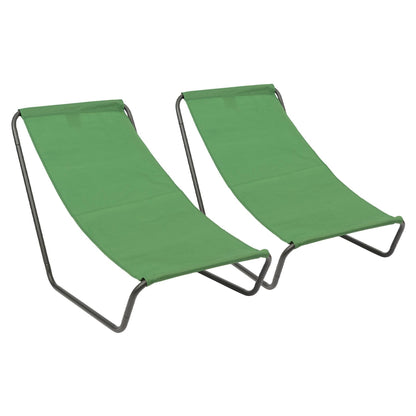 Green Folding Beach Loungers - Pack of 2