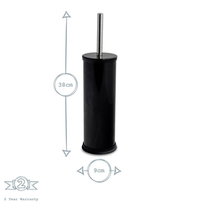 Black Round Stainless Steel Toilet Brush &amp; Holder