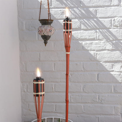 Red Bamboo 113cm Garden Fire Torches - Pack of Six