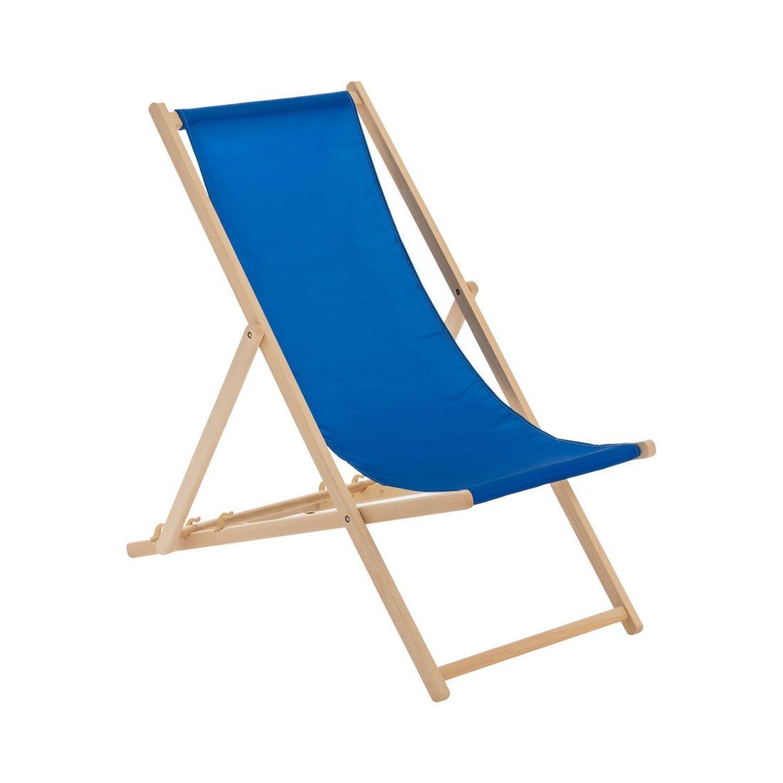 Royal Blue Folding Wooden Deck Chair