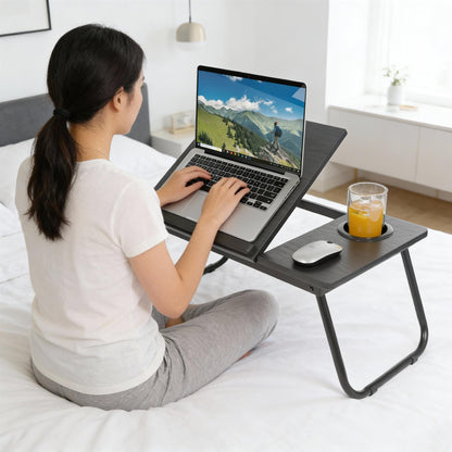 Folding Lap Desk with Cupholder - Black