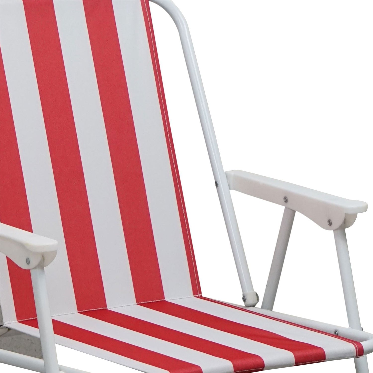 Red &amp; White Folding Metal Beach Chair