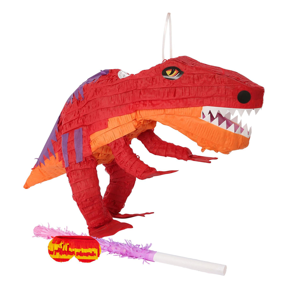 Large T-Rex Pinata Set with Pink Stick &amp; Blindfold