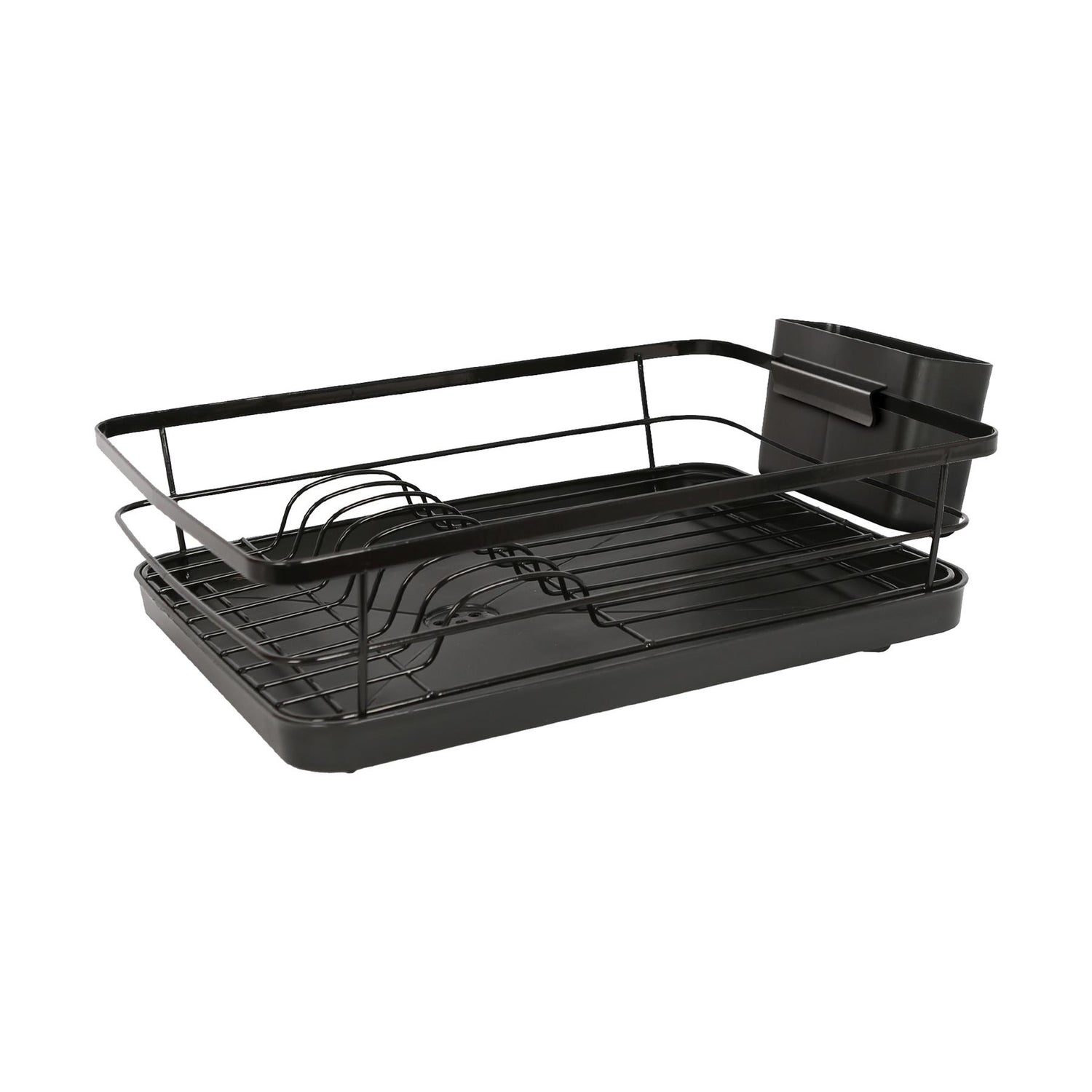 Metal Dish Drainer Rack with Drip Tray Black - Main Image