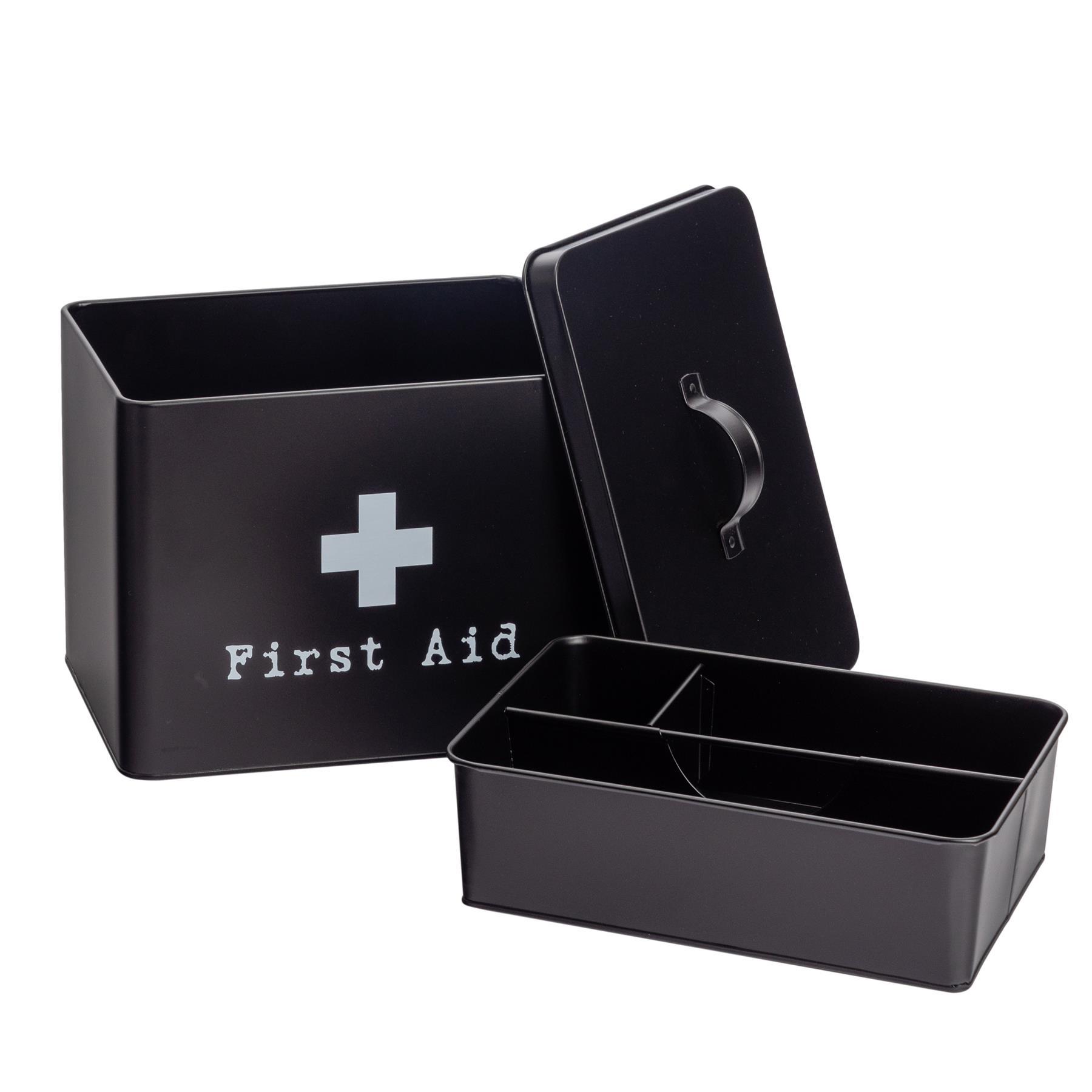 Large Black Vintage First Aid Tin