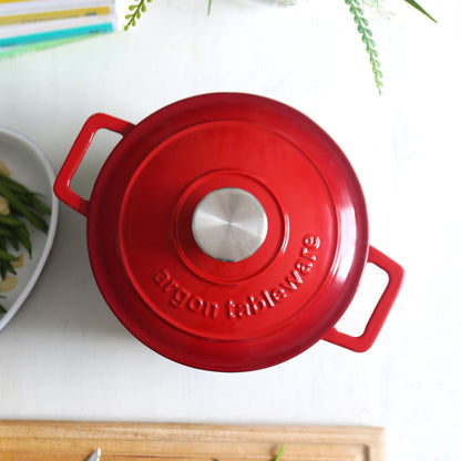 2.8L Red Ombre Round Cast Iron Casserole Dish