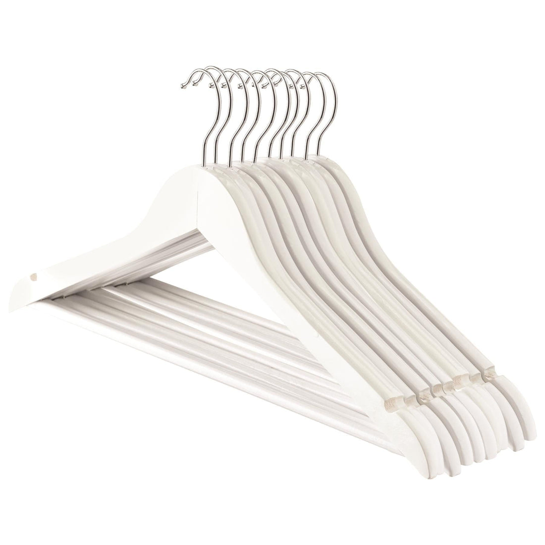 White Wooden Coat Hangers - Pack of 10