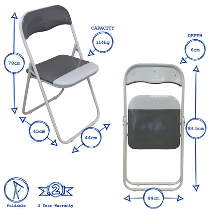 Grey Wave Grey Framed Padded Folding Chair - Pack of Six