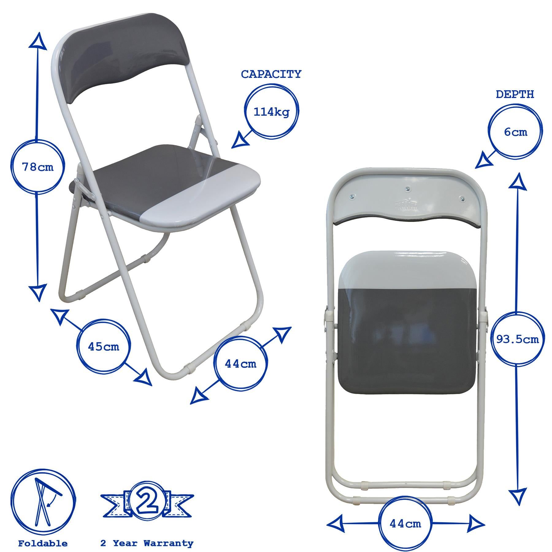 Grey Wave Padded Folding Chair - Pack of Six