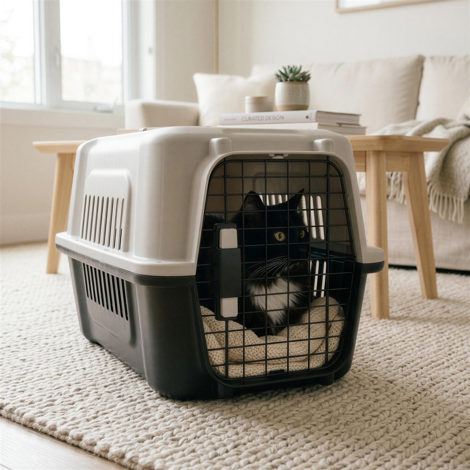 Hard-Sided Cat Carrier - Large - Grey/Black