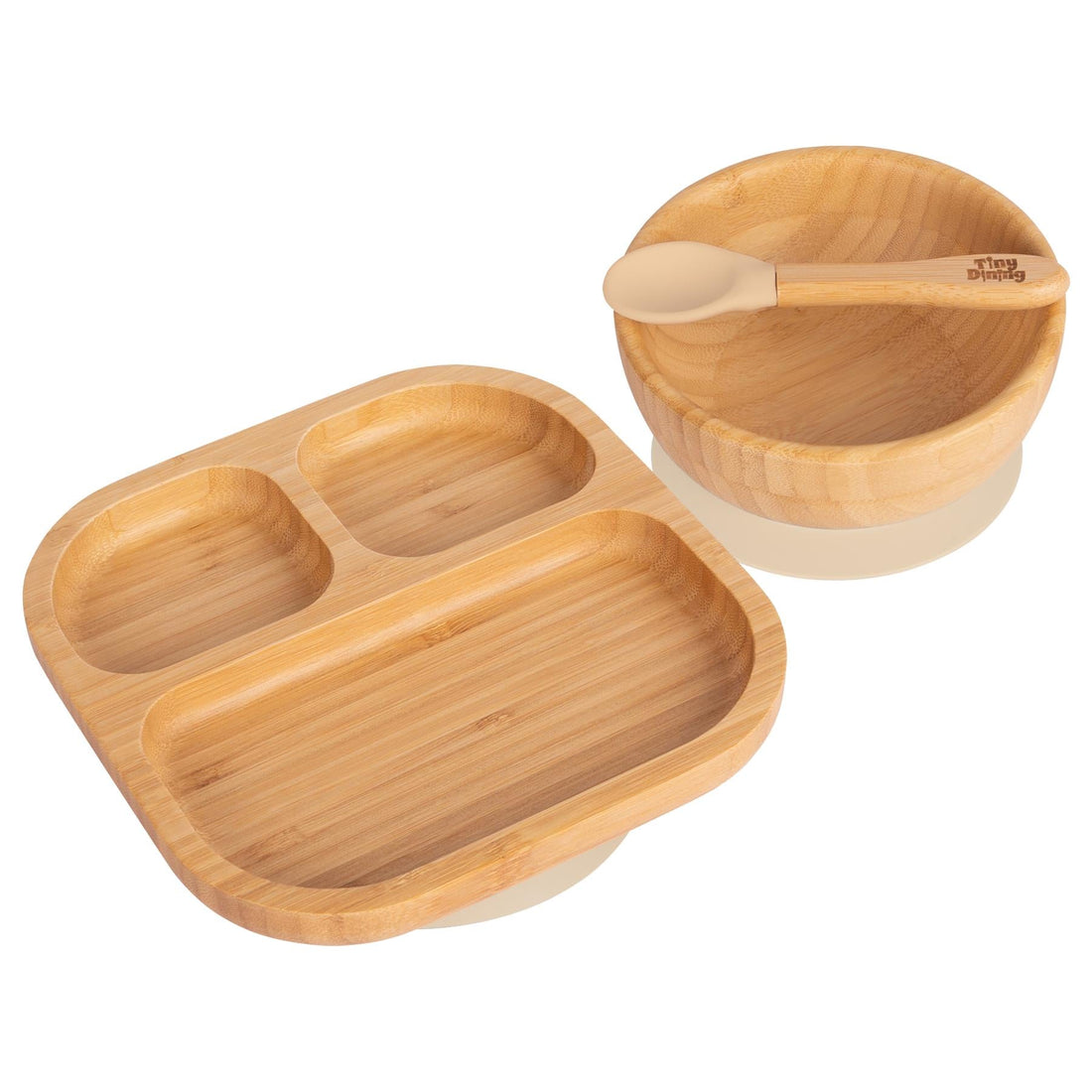 Square Divided Bamboo Suction Dinner Set - Beige