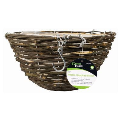 Rattan Hanging Basket - 35.5cm - By Green Blade