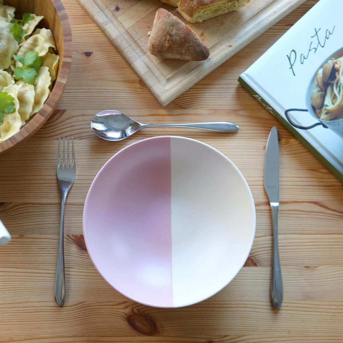 Dusty Pink 20.5cm Two-Tone Stoneware Pasta Bowl