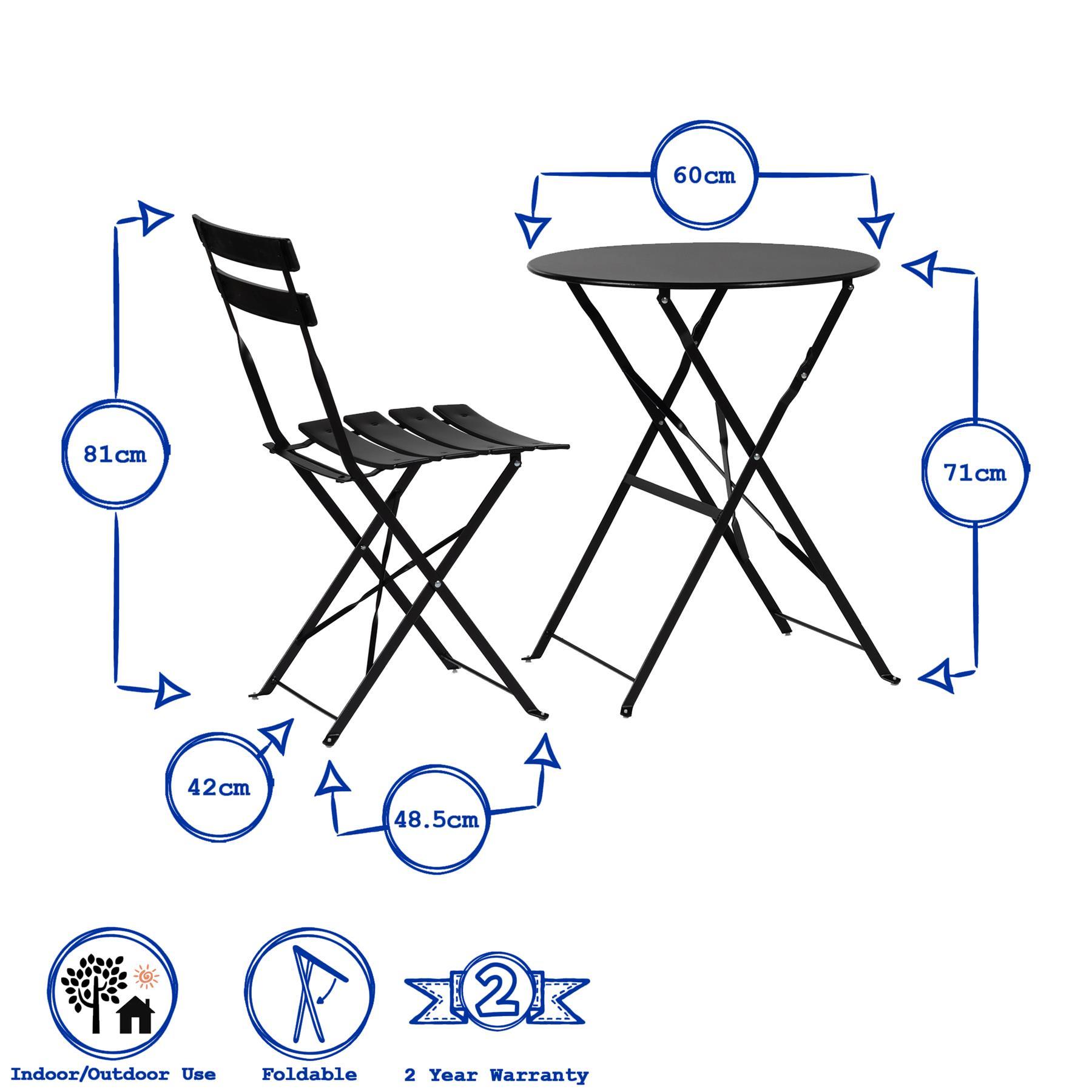 Navy Two-Seater Round Bistro Set