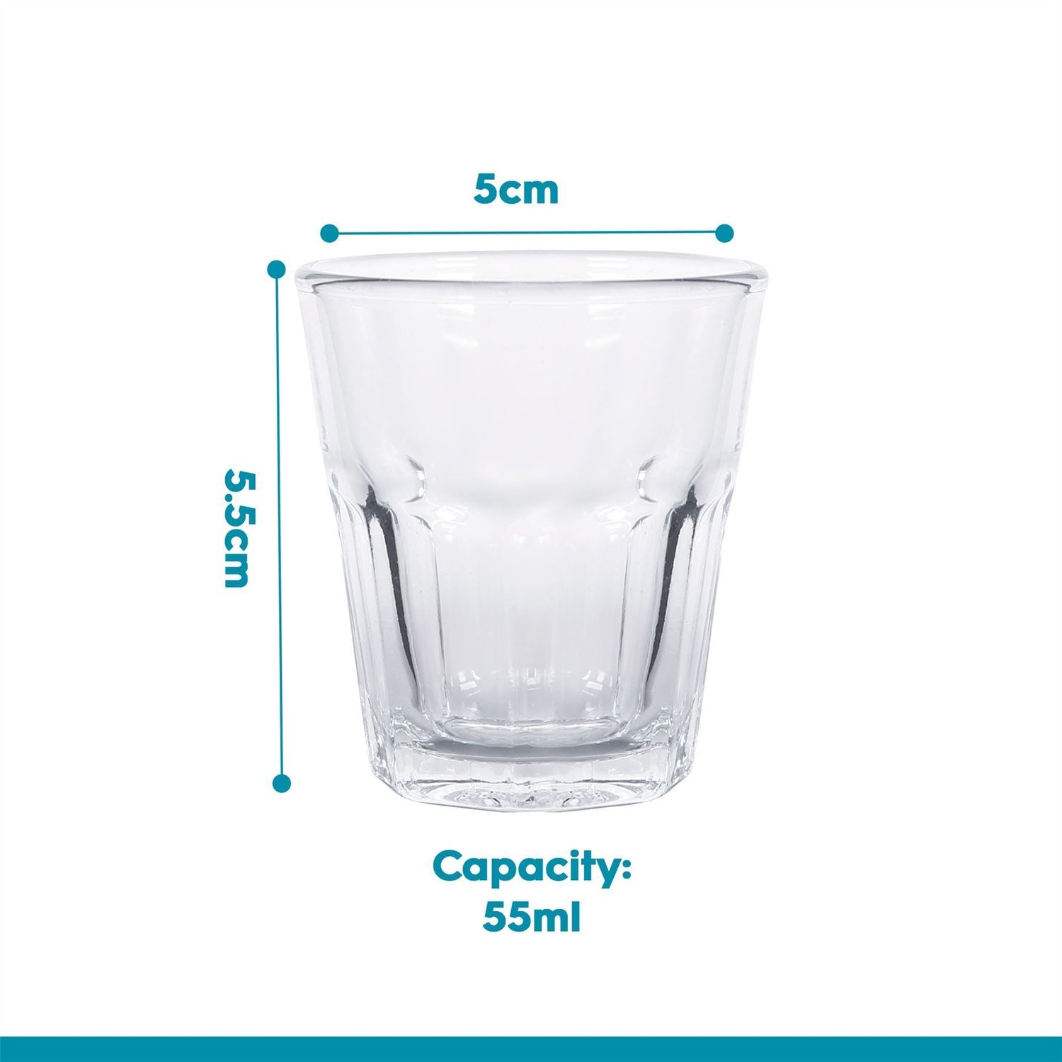 55ml Panelled Shot Glasses - Pack of Six