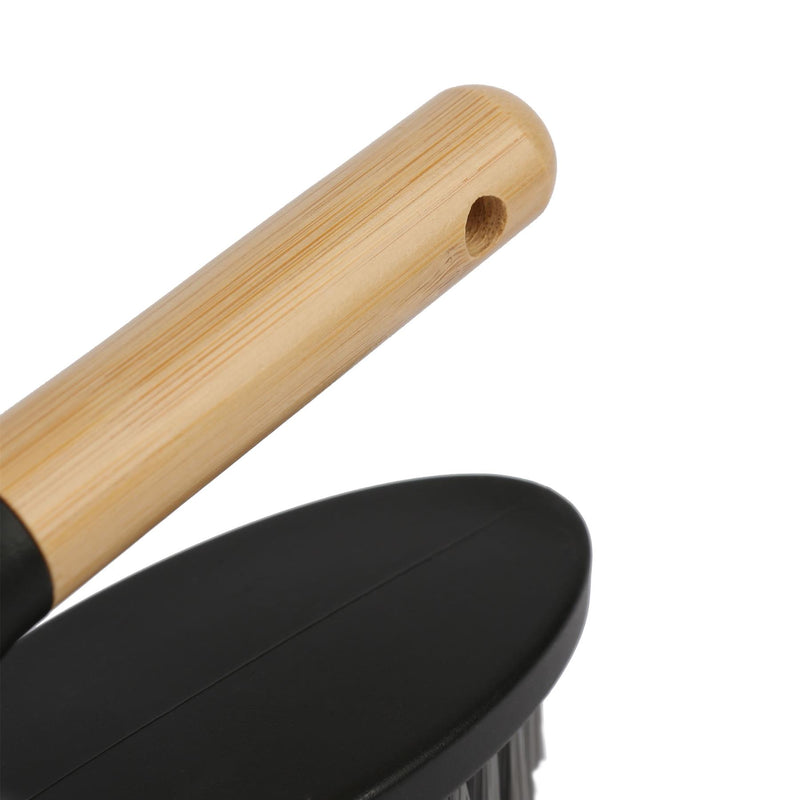 Bamboo Scrubbing Brush with Handle - 13.5cm - Black - By Ultra Clean