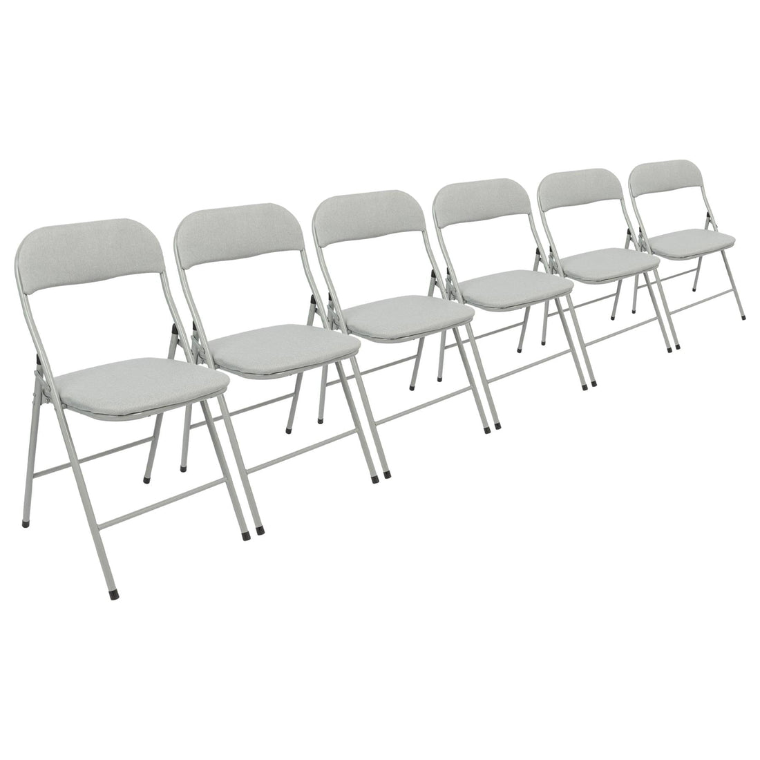 Grey Fabric Padded Folding Chair - Pack of Six