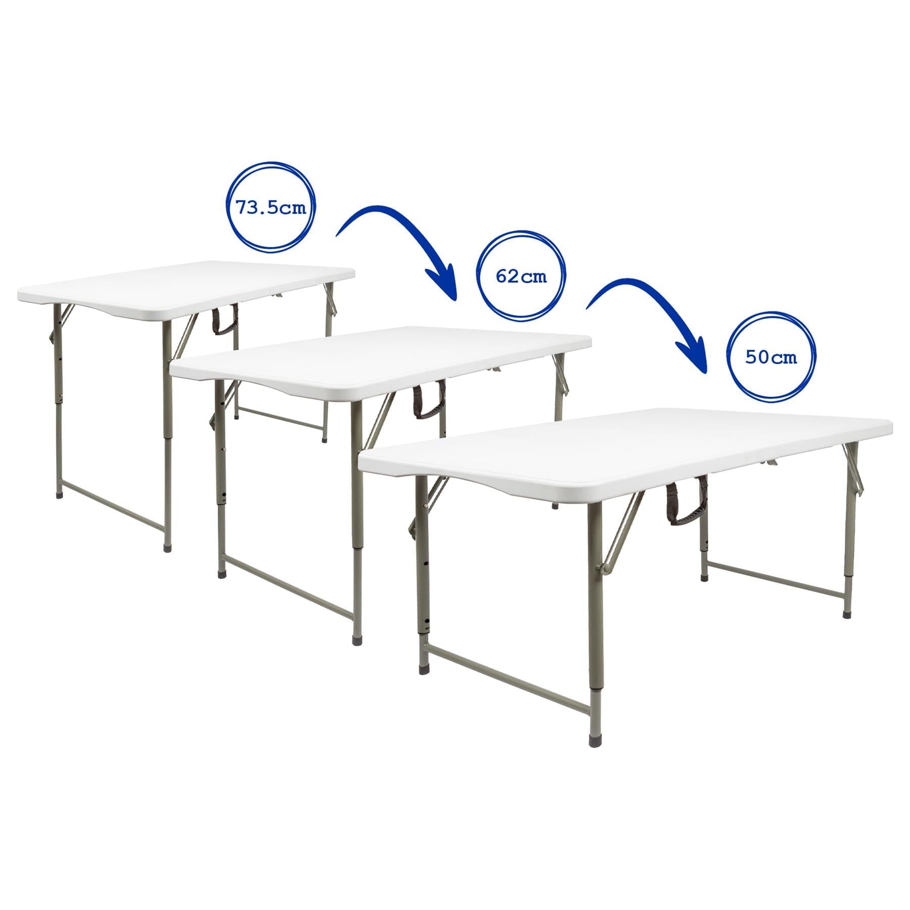4ft (120cm) White Height Adjustable Folding Trestle Table