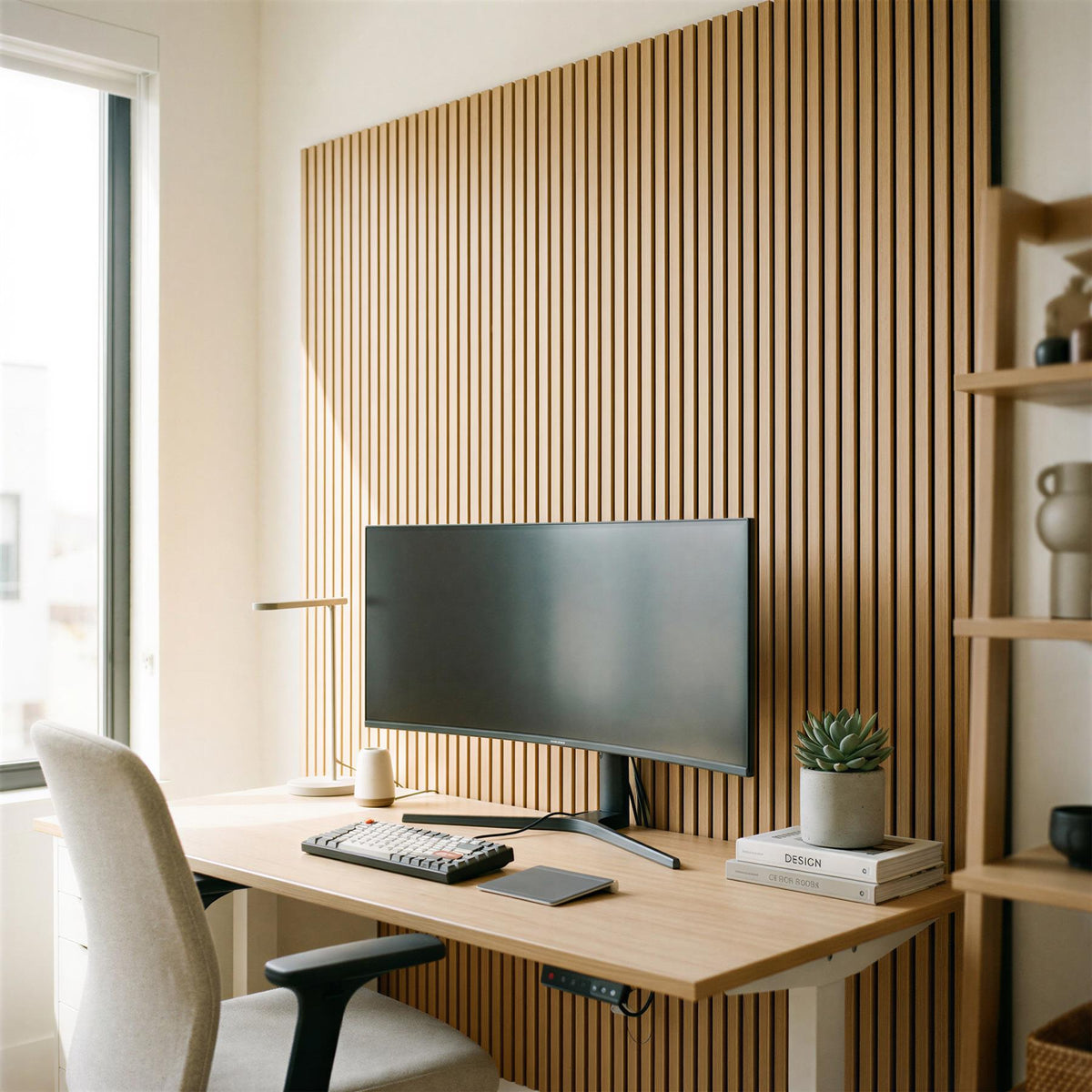 Wooden Acoustic Wall Panels - 120 x 60cm - Light Oak/Black - Pack of 2
