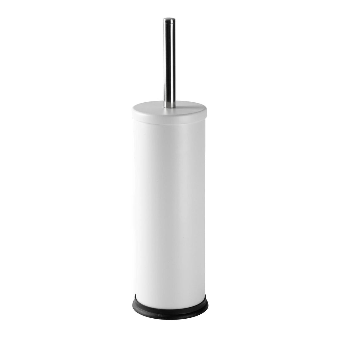 Matt White Round Stainless Steel Toilet Brush &amp; Holder