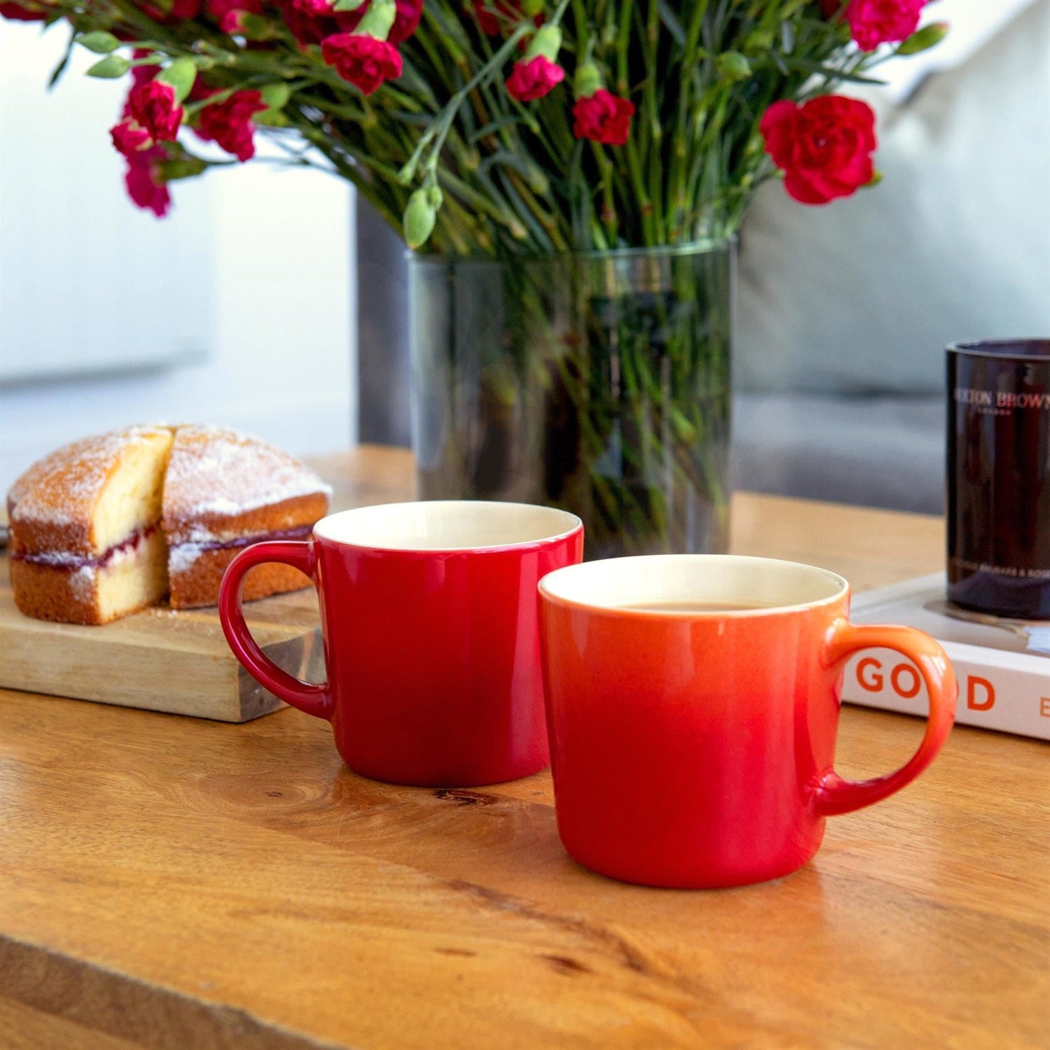 330ml Red New Bone China Ombre Mugs - Pack of Six