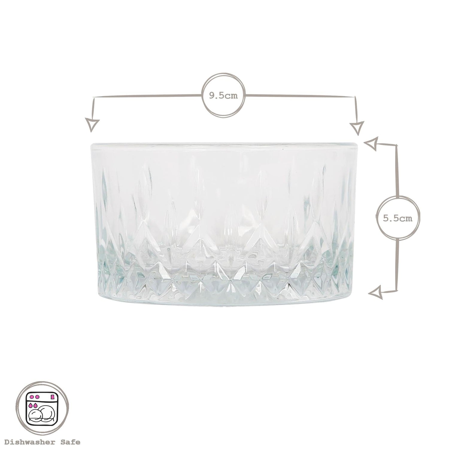 Odin Glass Snack Bowls - 9.5cm - Pack of Two