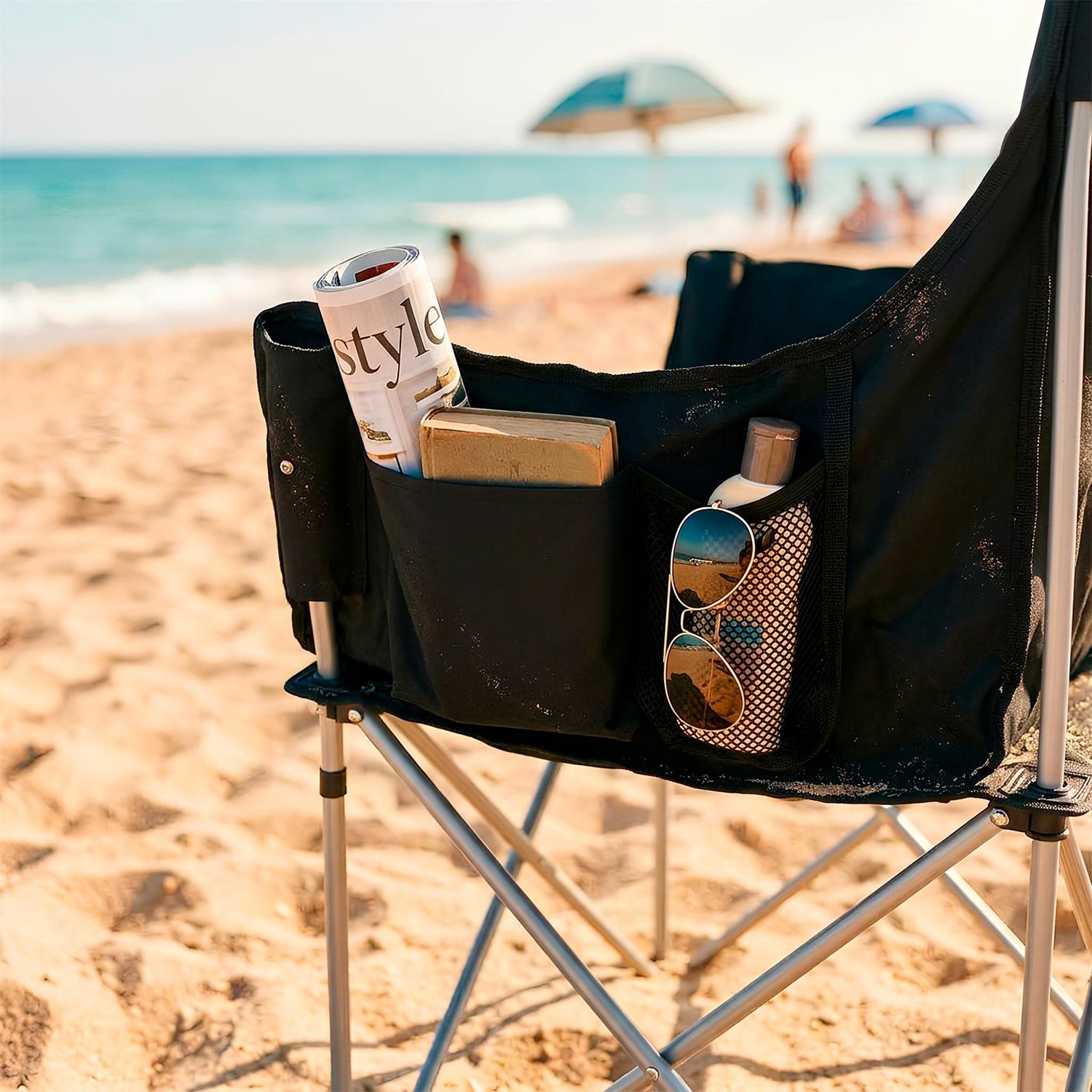 Padded Folding Double Camping Chair - Black