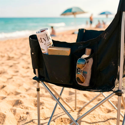 Padded Folding Double Camping Chair - Black