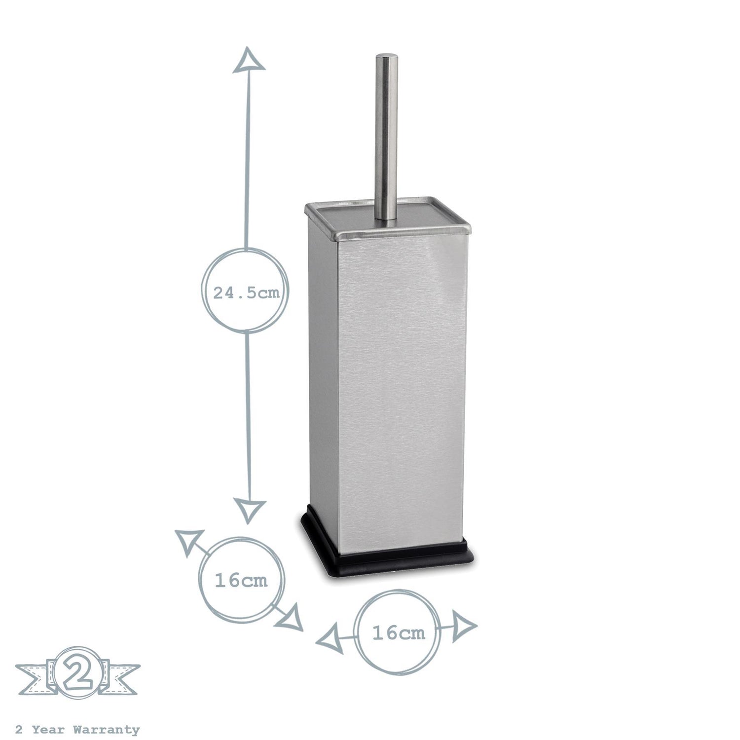 Brushed Steel Square Toilet Brush