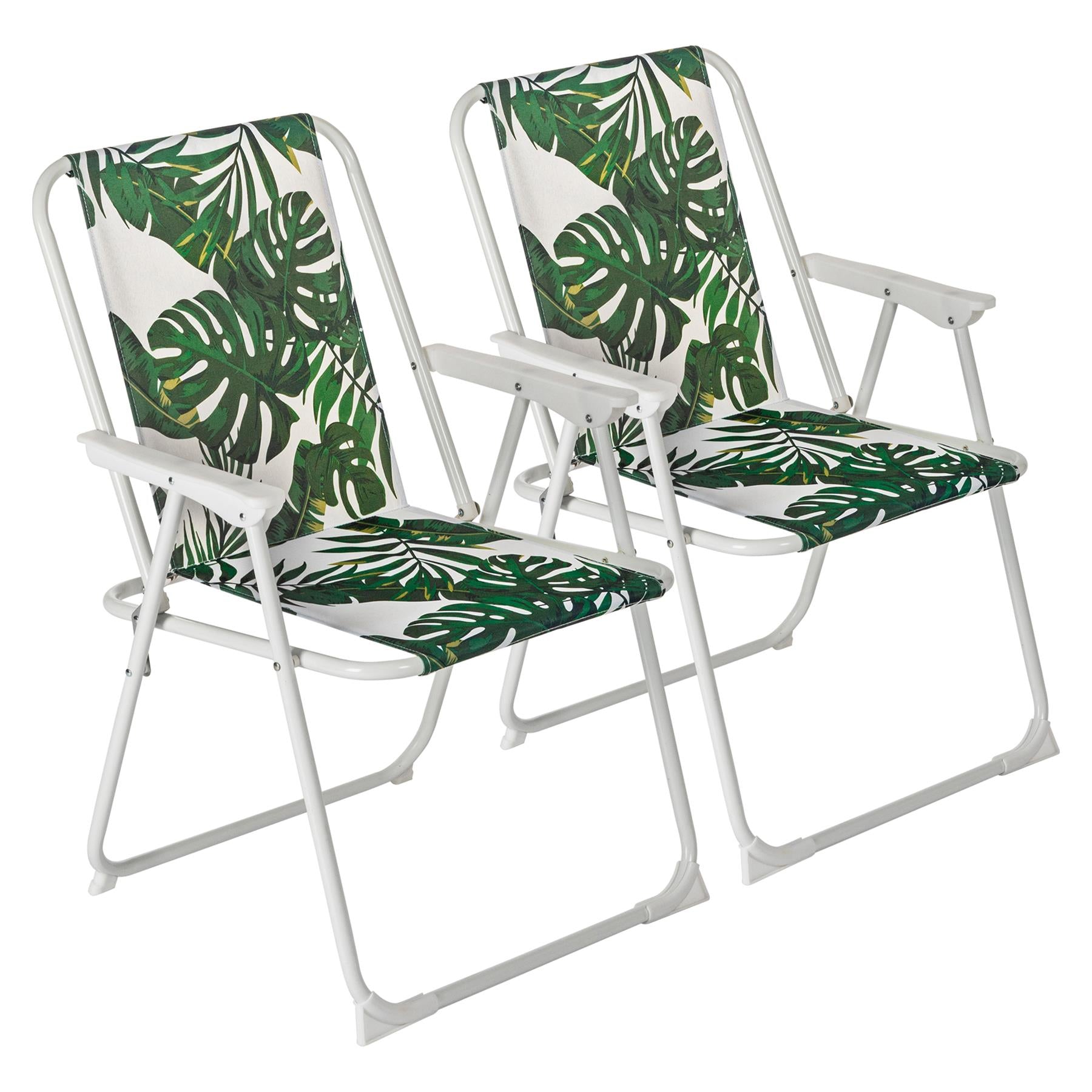 Banana Leaf Folding Metal Beach Chairs - Pack of Two