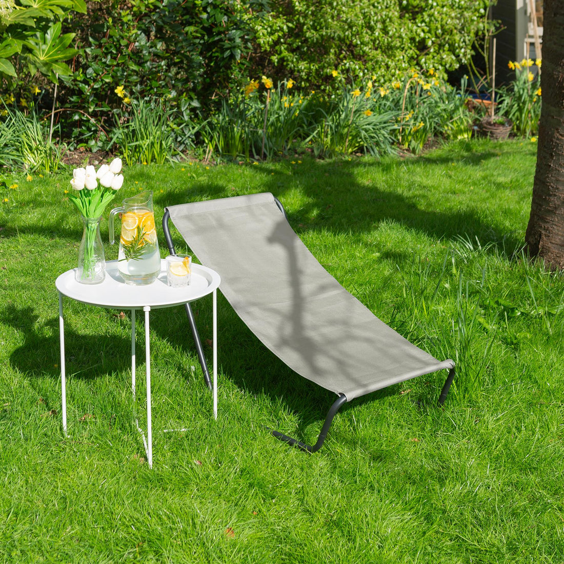 Beige Folding Beach Lounger