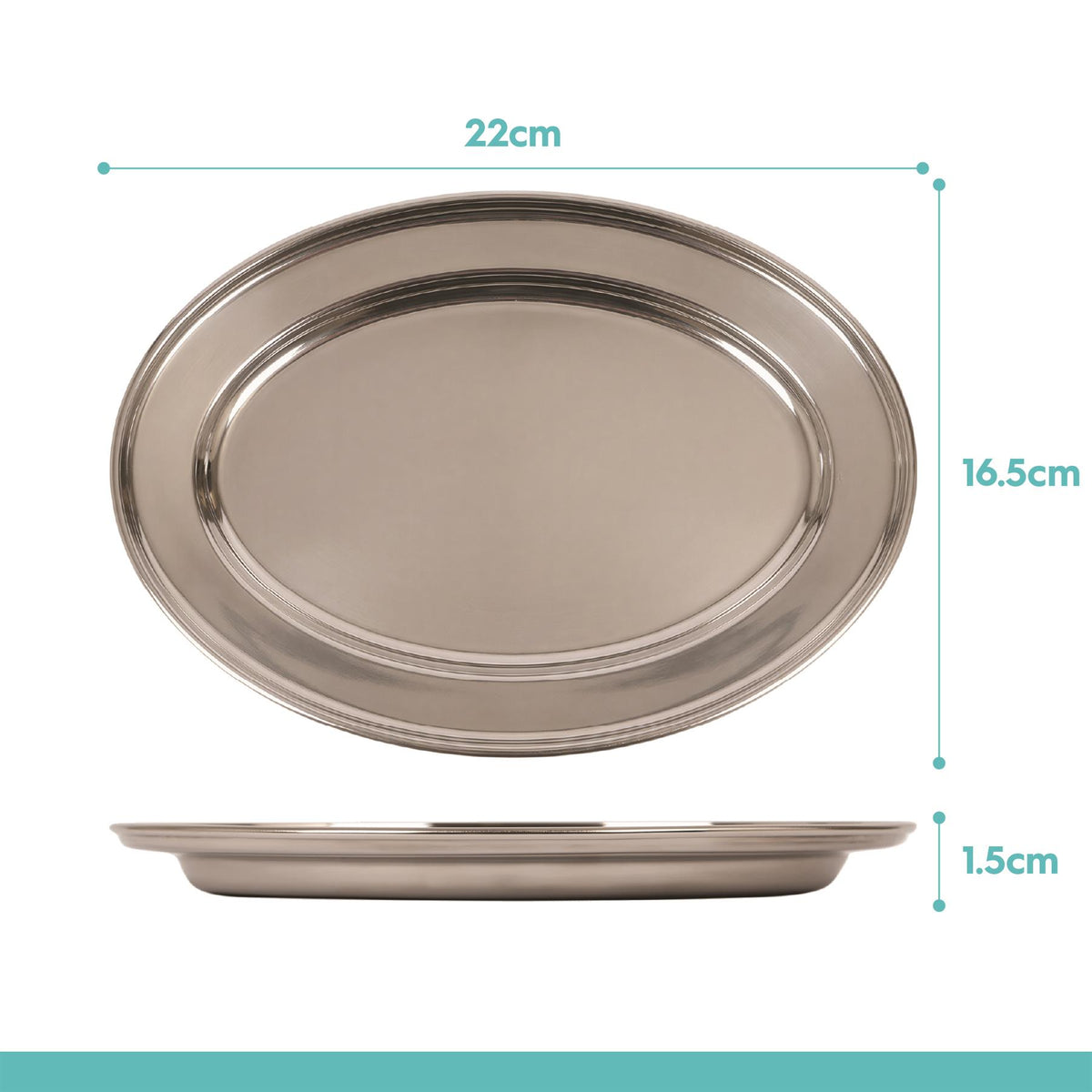 Oval Stainless Steel Serving Tray - 22 x 16.5cm