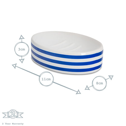 Blue Stripped Ceramic Soap Dish