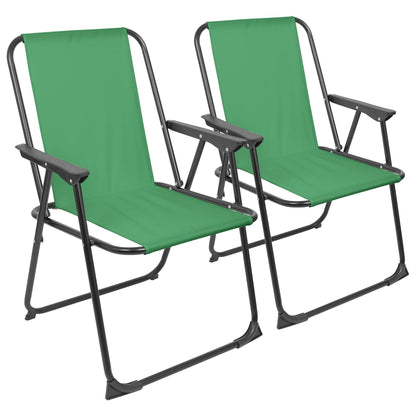 Green Folding Metal Beach Chairs - Pack of 2