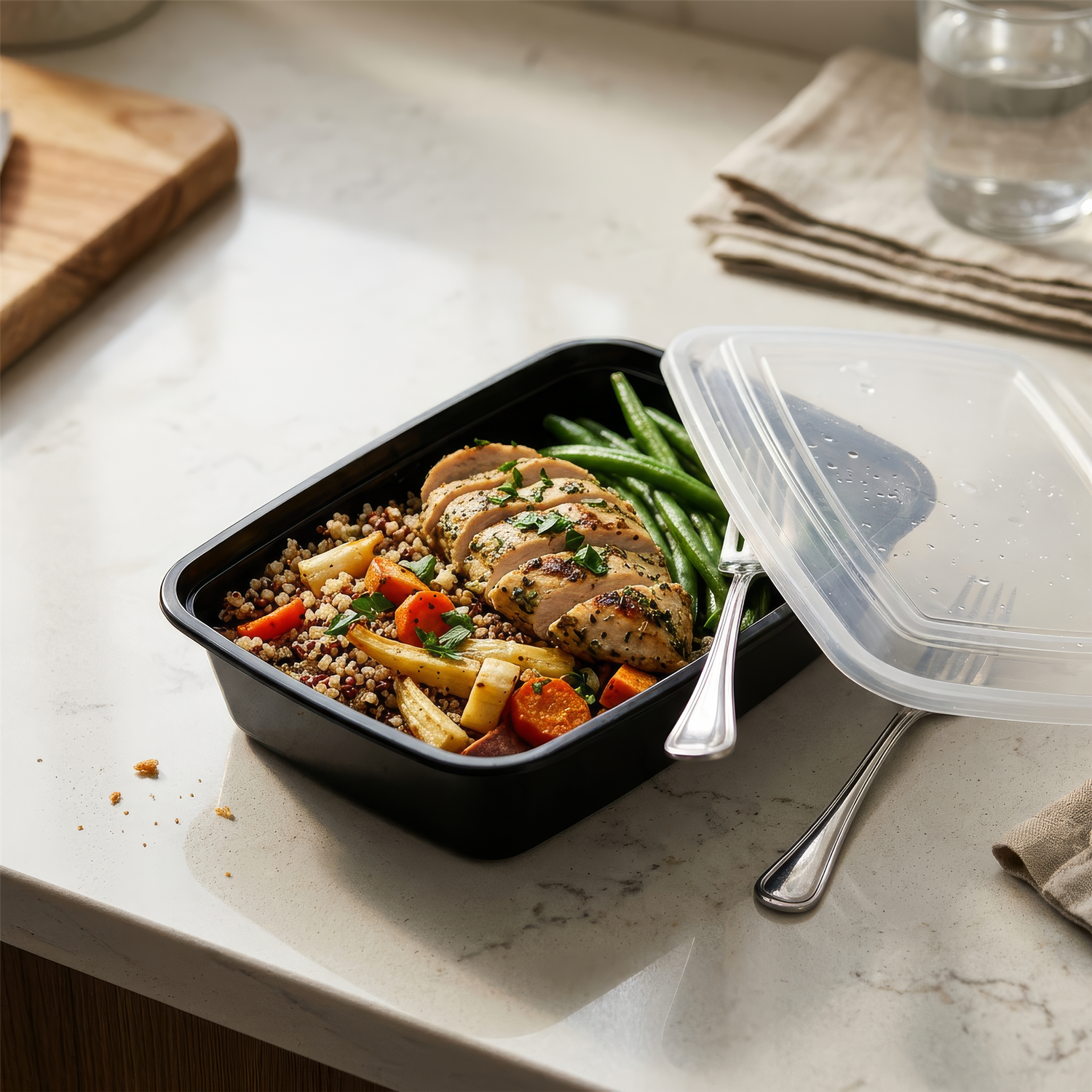 Reusable Meal Prep Containers - 1 Compartment (1120ml) - Pack of 10