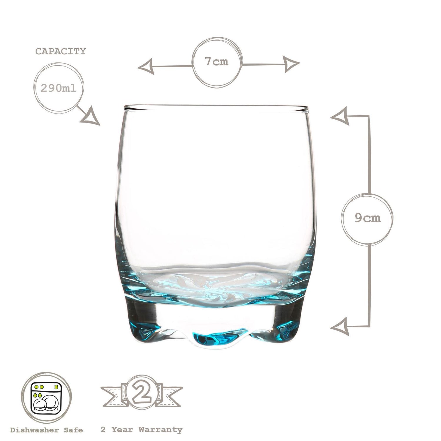 290ml Coloured Adora Premium Whisky Glasses - Pack of Six