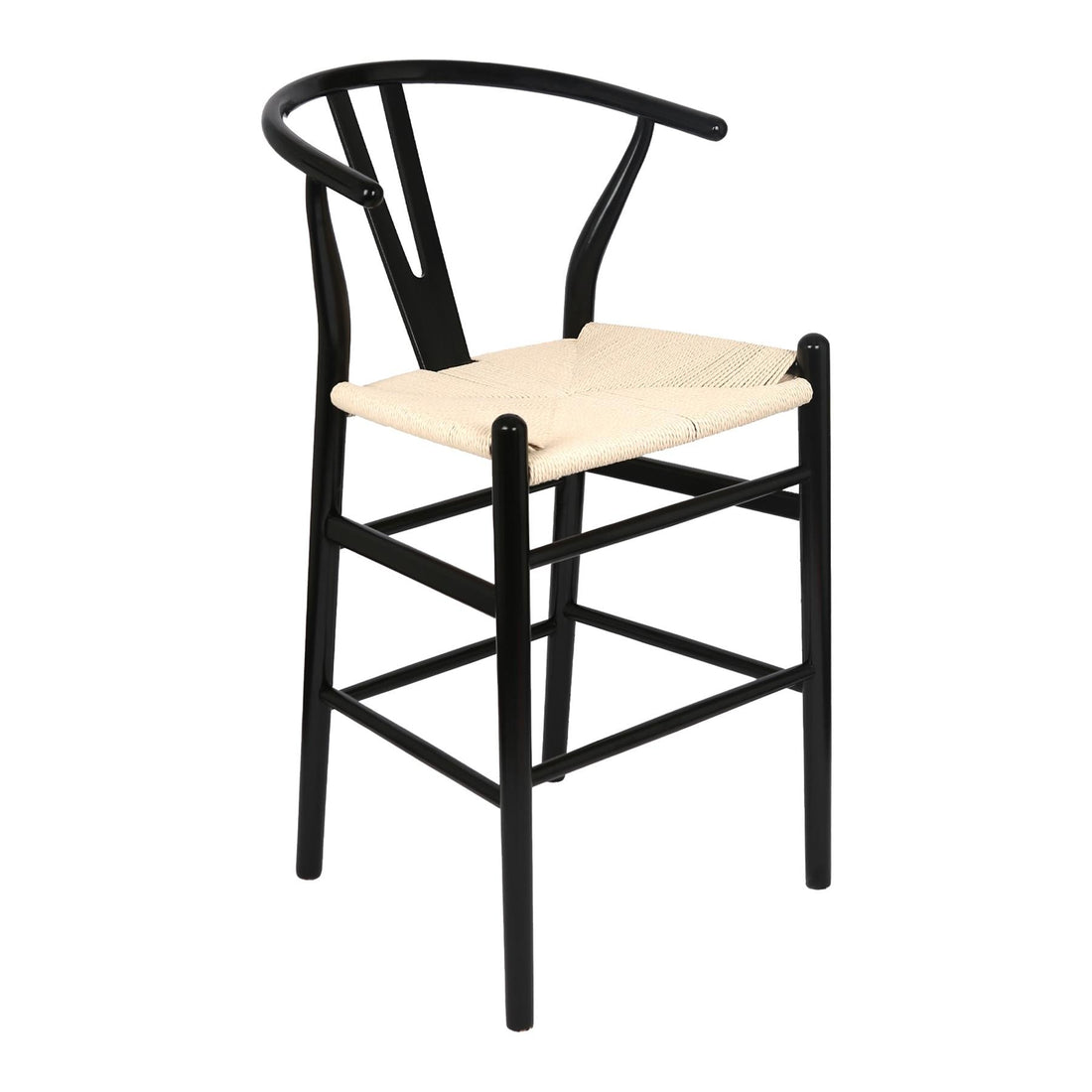 Black Wooden Wishbone Bar Stool