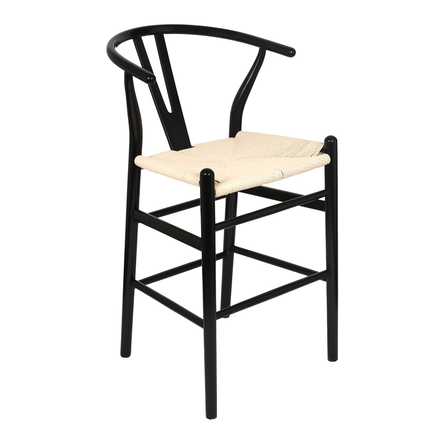 Black Wooden Wishbone Bar Stool