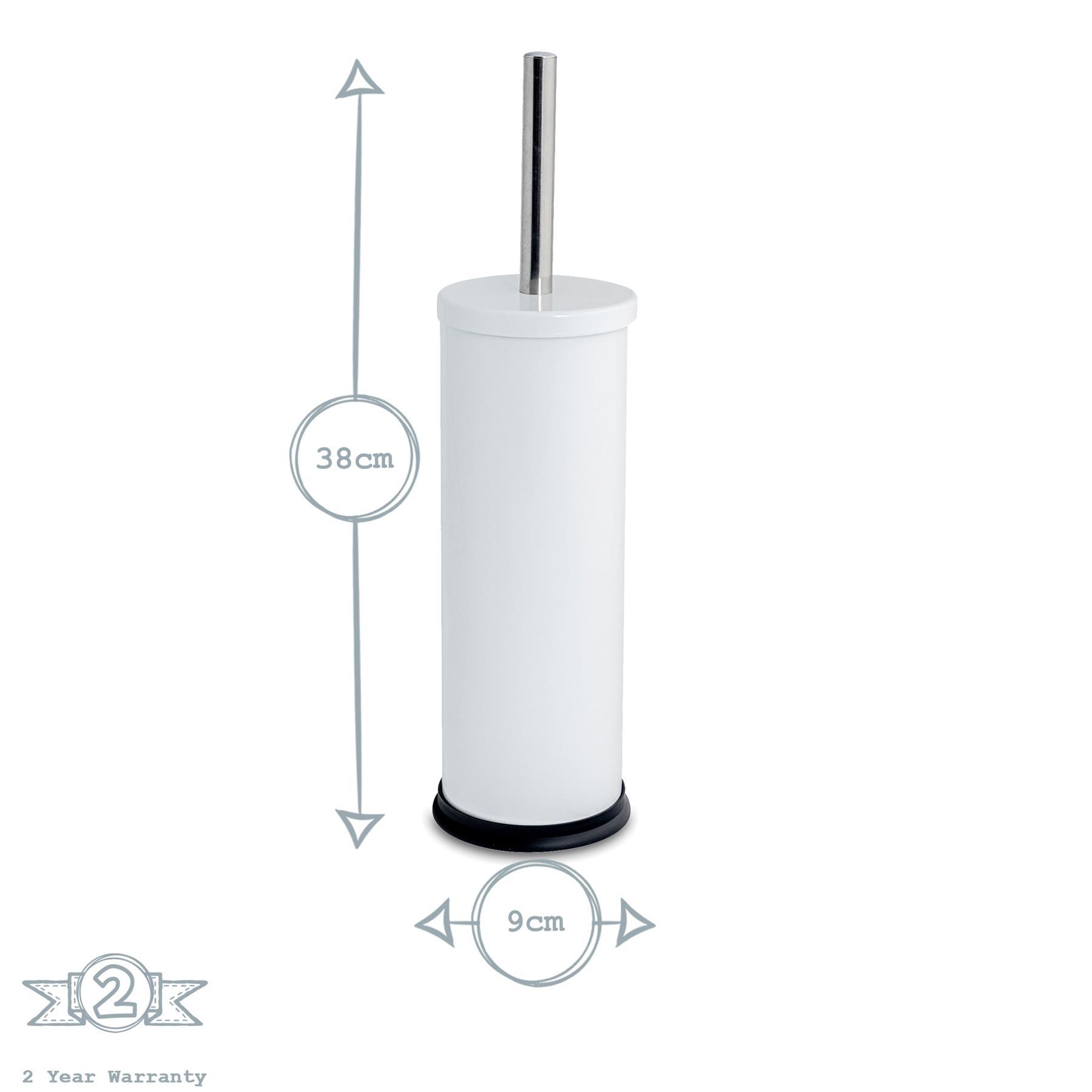 White Round Stainless Steel Toilet Brush &amp; Bin Set