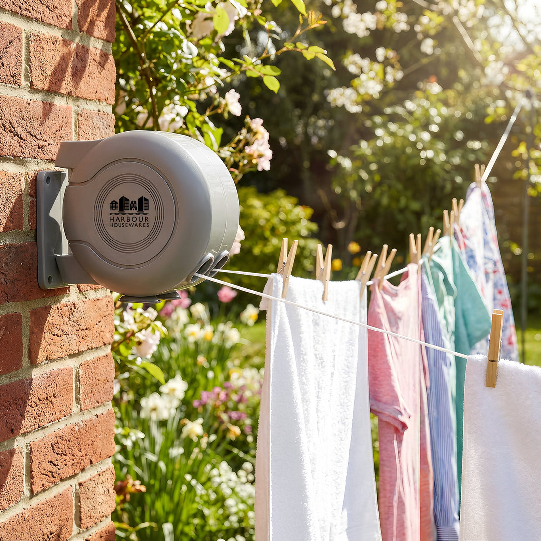 2 x 15M Retractable Dual Cord Washing Line - Grey
