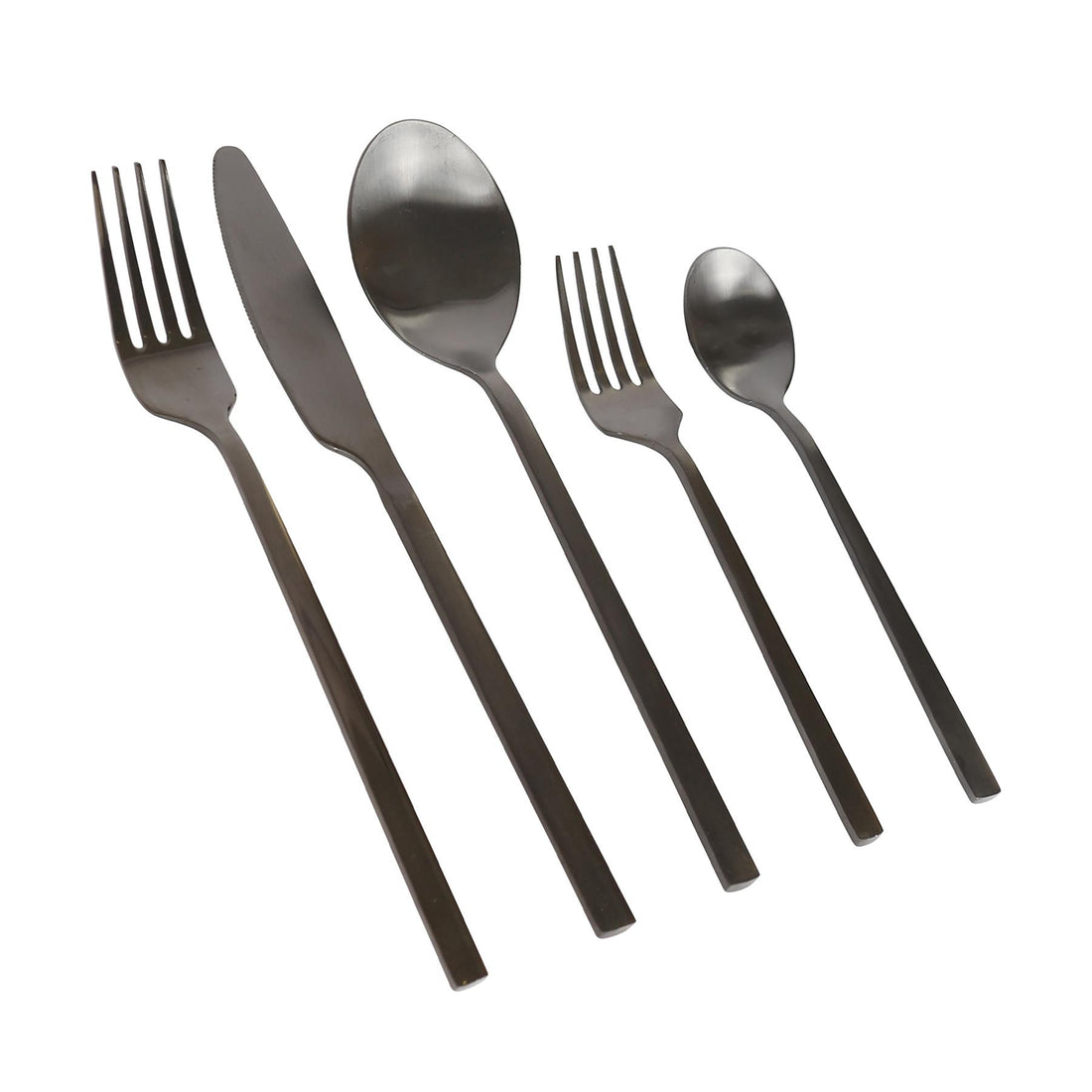 Black 20-Piece Stainless Steel Cutlery Set