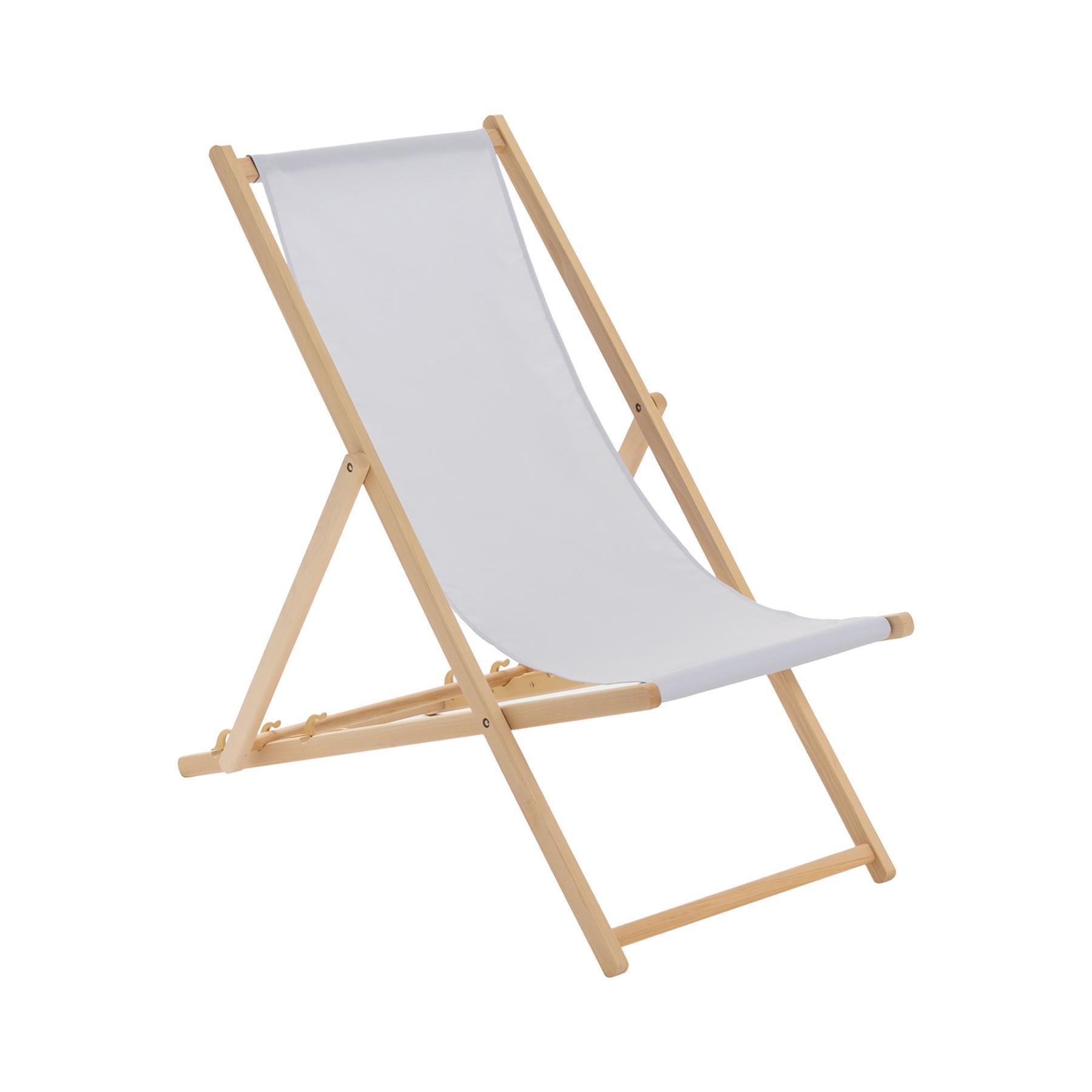 Grey Folding Wooden Deck Chair